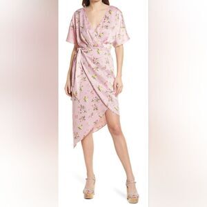 CHARLES HENRY Dolman Wrap Dress In Blush Floral NWT size Small Pink